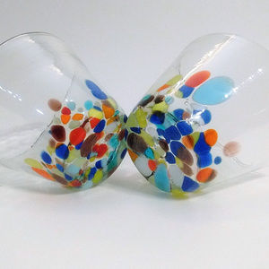 Confetti Fused Glass Cocktail Glasses- 2 Lowballs